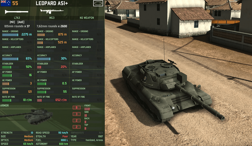 Wargame Red dragon stats card for Leopard AS1+